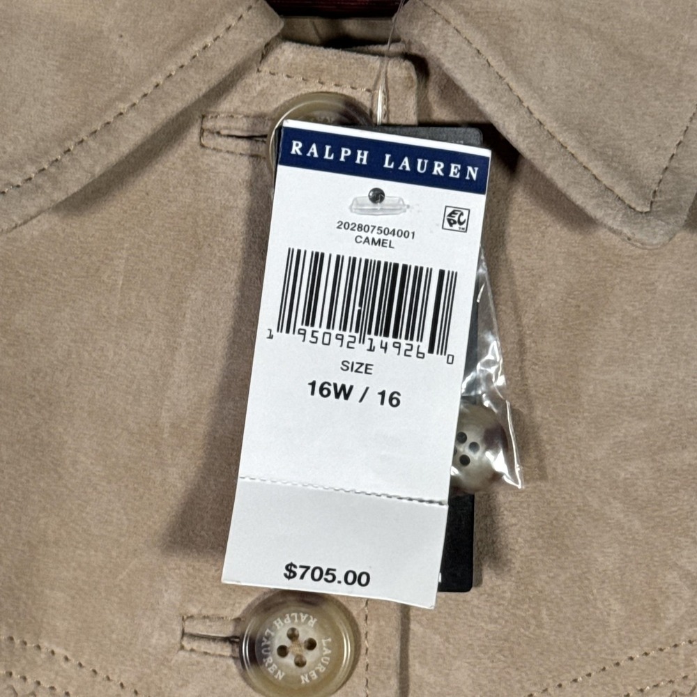 Lauren Ralph Lauren Jacket Womens 16W Beige Suede Fringe Western Collared - Picture 3 of 9